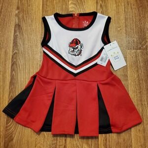 Georgia Bulldogs Cheerleader Dress Girls 2T Toddler Red UGA Cheer Outfit New